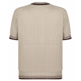 Prada - Light Beige and Brown Knitted T-Shirt - Prada Exclusive Luxury Collection