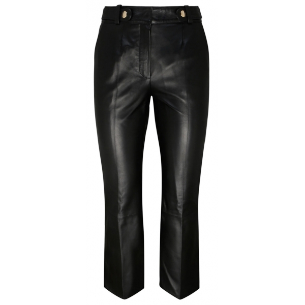 Valentino - Black Leather Cropped Trousers - Valentino Exclusive Luxury Collection