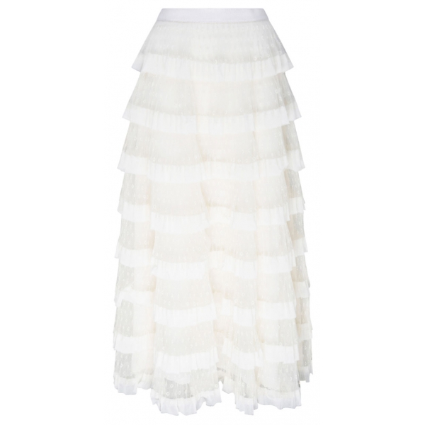 Valentino - Gonna Lunga in Tulle Bianco - Valentino Exclusive Luxury Collection