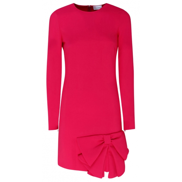 Valentino - Fuchsia Stretch Frisottine Bow Detail Dress - Valentino Exclusive Luxury Collection