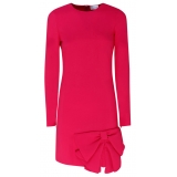 Valentino - Fuchsia Stretch Frisottine Bow Detail Dress - Valentino Exclusive Luxury Collection