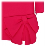 Valentino - Abito con Fiocco in Frisottino Elasticizzato Fucsia - Valentino Exclusive Luxury Collection