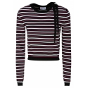 Valentino - Black, Red and White Cotton Stripes Jumper - Valentino Exclusive Luxury Collection