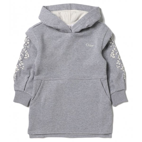 Chloé - Felpa con Cappuccio per Bambini Grigio Ardesia - Chloé Exclusive Luxury Collection