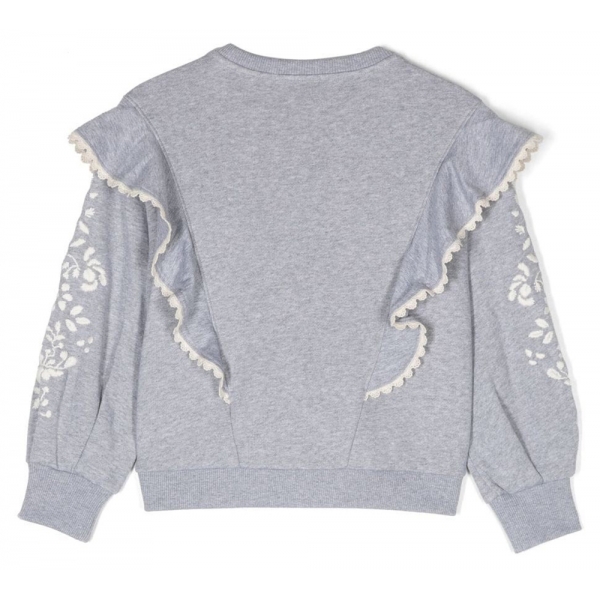 Chloé - Kids Grey Ruffled Sweatshirt - Chloé Exclusive Luxury Collection