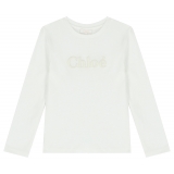 Chloé - Kids Off White Long Sleeves T-Shirt - Chloé Exclusive Luxury Collection