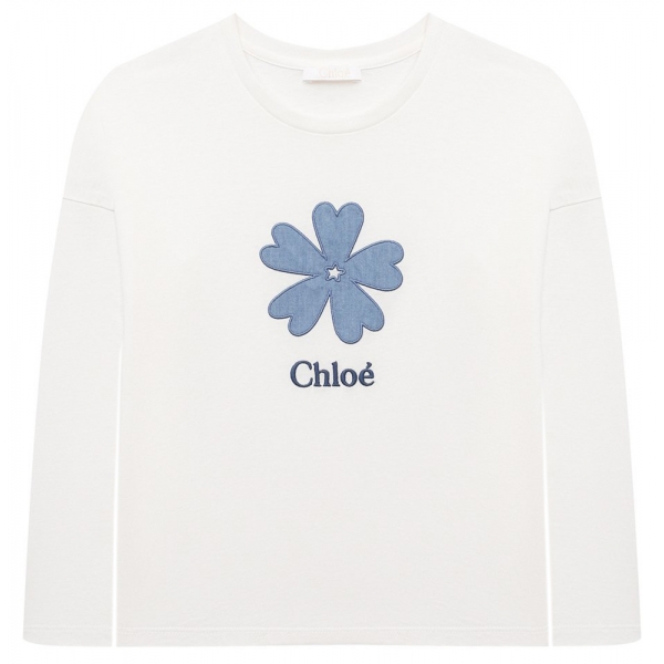 Chloé - Kids Off-White Long Sleeves T-Shirt - Chloé Exclusive Luxury Collection