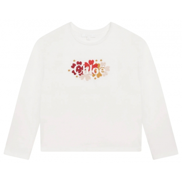 Chloé - Kids Off-White Long Sleeves T-Shirt - Chloé Exclusive Luxury Collection