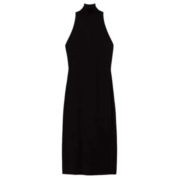 Twinset - Longuette Dress with American Neckline - Black - Dress - Made in Italy - Luxury Exclusive Collection