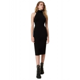 Twinset - Longuette Dress with American Neckline - Black - Dress - Made in Italy - Luxury Exclusive Collection