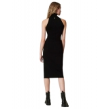 Twinset - Longuette Dress with American Neckline - Black - Dress - Made in Italy - Luxury Exclusive Collection