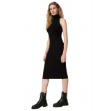 Twinset - Longuette Dress with American Neckline - Black - Dress - Made in Italy - Luxury Exclusive Collection