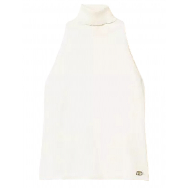 Twinset - Top a Collo Alto Senza Maniche - Bianco - Top - Made in Italy - Luxury Exclusive Collection