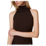 Twinset - High Neck Sleeveless Top - Brown - Top - Made in Italy - Luxury Exclusive Collection