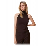 Twinset - High Neck Sleeveless Top - Brown - Top - Made in Italy - Luxury Exclusive Collection