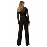 Twinset - Macramè Lace Wide Leg Trousers - Black - Trousers - Made in Italy - Luxury Exclusive Collection