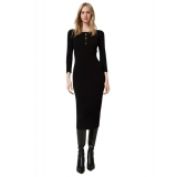 Twinset - Cut-Out Detail Longuette Dress - Black - Dresses - Made in Italy - Luxury Exclusive Collection