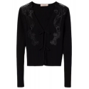 Twinset - Cardigan with Macramé Lace Inserts - Black - Knitwear - Made in Italy - Luxury Exclusive Collection