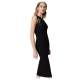 Twinset - Longuette Dress with Macramé Lace Inserts - Black - Dresses - Made in Italy - Luxury Exclusive Collection