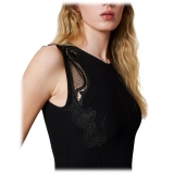 Twinset - Longuette Dress with Macramé Lace Inserts - Black - Dresses - Made in Italy - Luxury Exclusive Collection