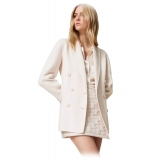 Twinset - Wool Cloth Double-Breasted Jacket - Cream - Jackets - Made in Italy - Luxury Exclusive Collection