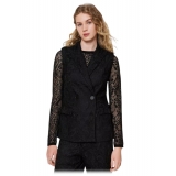 Twinset - Macramé Lace Double-Breasted Vest - Black - Jackets - Made in Italy - Luxury Exclusive Collection