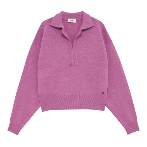 Ottod'Ame - Shirt Collar Over Sweater - Pink - Sweater - Luxury Exclusive Collection