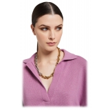 Ottod'Ame - Maglione Over con Collo a Camicia - Rosa - Maglieria - Luxury Exclusive Collection