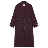 Ottod'Ame - Long Coat with Faux Leather Belt - Bordeaux - Jacket - Luxury Exclusive Collection