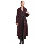 Ottod'Ame - Cappotto Lungo con Cintura in Ecopelle - Bordeaux - Giacca - Luxury Exclusive Collection