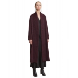 Ottod'Ame - Cappotto Lungo con Cintura in Ecopelle - Bordeaux - Giacca - Luxury Exclusive Collection