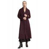 Ottod'Ame - Cappotto Lungo con Cintura in Ecopelle - Bordeaux - Giacca - Luxury Exclusive Collection