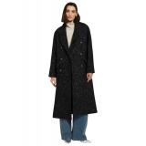 Ottod'Ame - Salt and Pepper Fabric Long Coat - Black - Jacket - Luxury Exclusive Collection