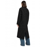 Ottod'Ame - Salt and Pepper Fabric Long Coat - Black - Jacket - Luxury Exclusive Collection