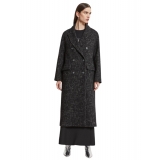 Ottod'Ame - Salt and Pepper Fabric Long Coat - Black - Jacket - Luxury Exclusive Collection