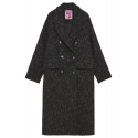 Ottod'Ame - Salt and Pepper Fabric Long Coat - Black - Jacket - Luxury Exclusive Collection