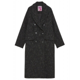 Ottod'Ame - Salt and Pepper Fabric Long Coat - Black - Jacket - Luxury Exclusive Collection