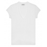 Dondup - Slim V-Neck T-shirt - White - T-shirt - Luxury Exclusive Collection