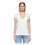 Dondup - Slim V-Neck T-shirt - White - T-shirt - Luxury Exclusive Collection