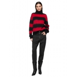 Dondup - Striped Turtleneck Sweater in Wool - Black/Red - Knitwear - Luxury Exclusive Collection