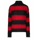 Dondup - Striped Turtleneck Sweater in Wool - Black/Red - Knitwear - Luxury Exclusive Collection