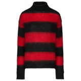 Dondup - Striped Turtleneck Sweater in Wool - Black/Red - Knitwear - Luxury Exclusive Collection