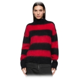 Dondup - Striped Turtleneck Sweater in Wool - Black/Red - Knitwear - Luxury Exclusive Collection