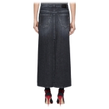 Dondup - Long Denim Skirt with Jewel Buttons - Black - Skirt - Luxury Exclusive Collection