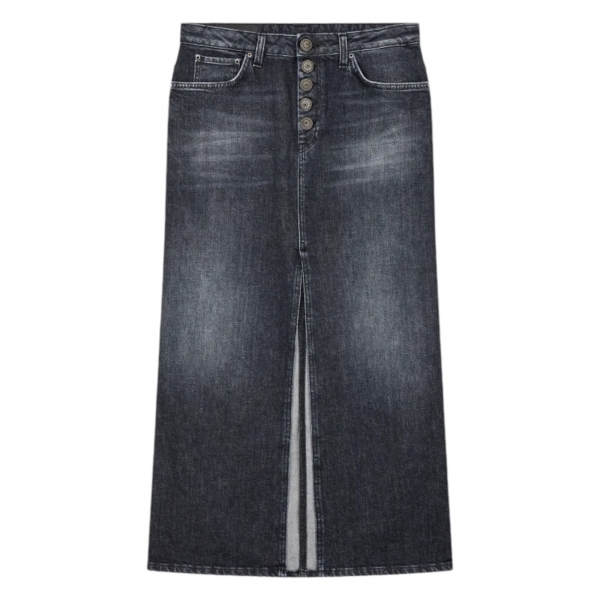 Dondup - Long Denim Skirt with Jewel Buttons - Black - Skirt - Luxury Exclusive Collection