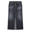 Dondup - Long Denim Skirt with Jewel Buttons - Black - Skirt - Luxury Exclusive Collection