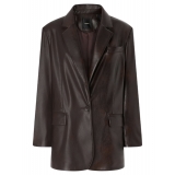 Pinko - Vintage Effect Eco-Leather Blazer - Brown - Jacket - Made in Italy - Luxury Exclusive Collection