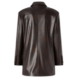 Pinko - Vintage Effect Eco-Leather Blazer - Brown - Jacket - Made in Italy - Luxury Exclusive Collection