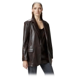 Pinko - Vintage Effect Eco-Leather Blazer - Brown - Jacket - Made in Italy - Luxury Exclusive Collection