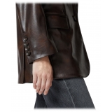 Pinko - Vintage Effect Eco-Leather Blazer - Brown - Jacket - Made in Italy - Luxury Exclusive Collection